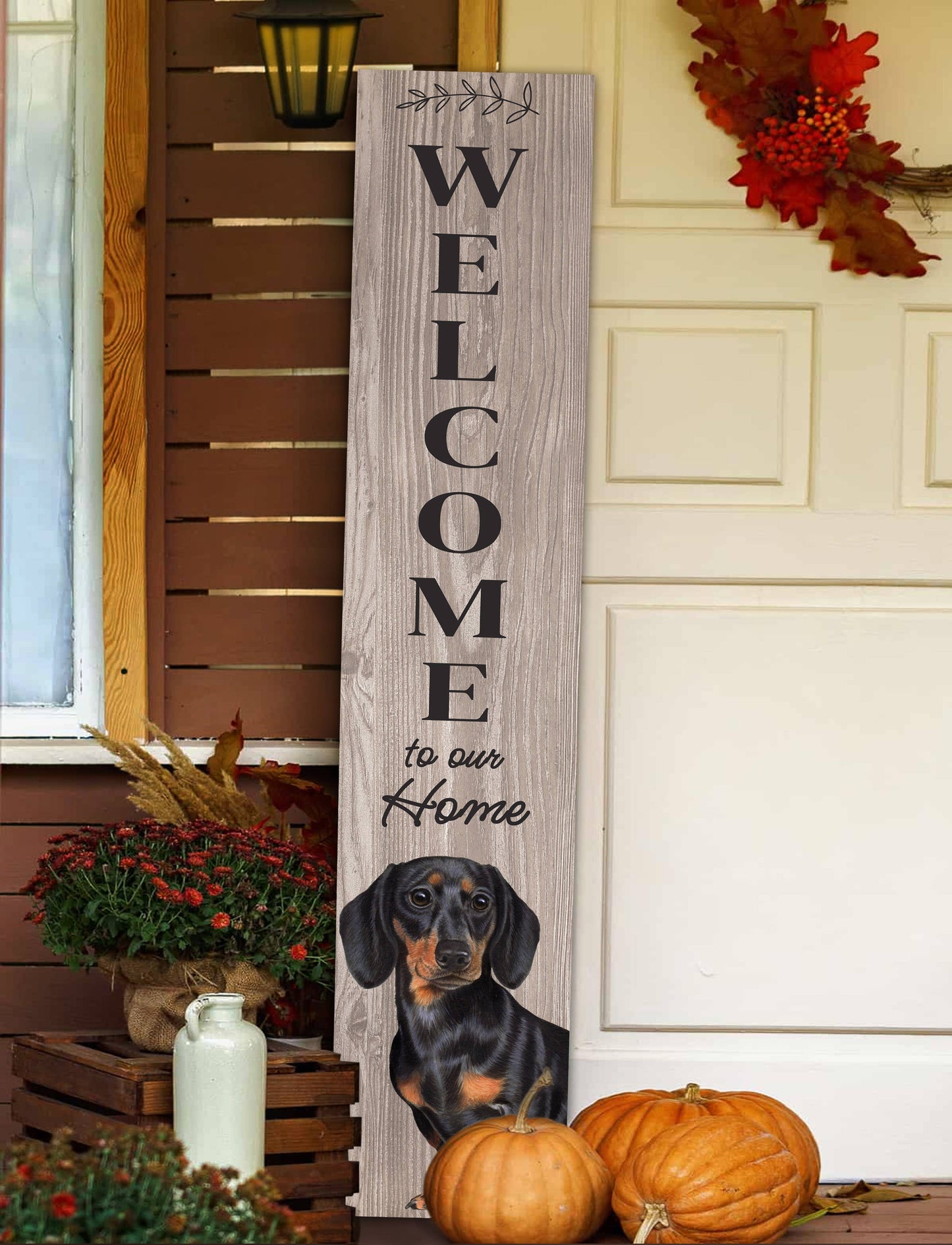 Dachshund, black Welcome sign