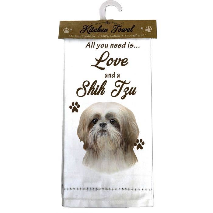 Shih Tzu, Tan and White Puppy Cut Kitchen Towel