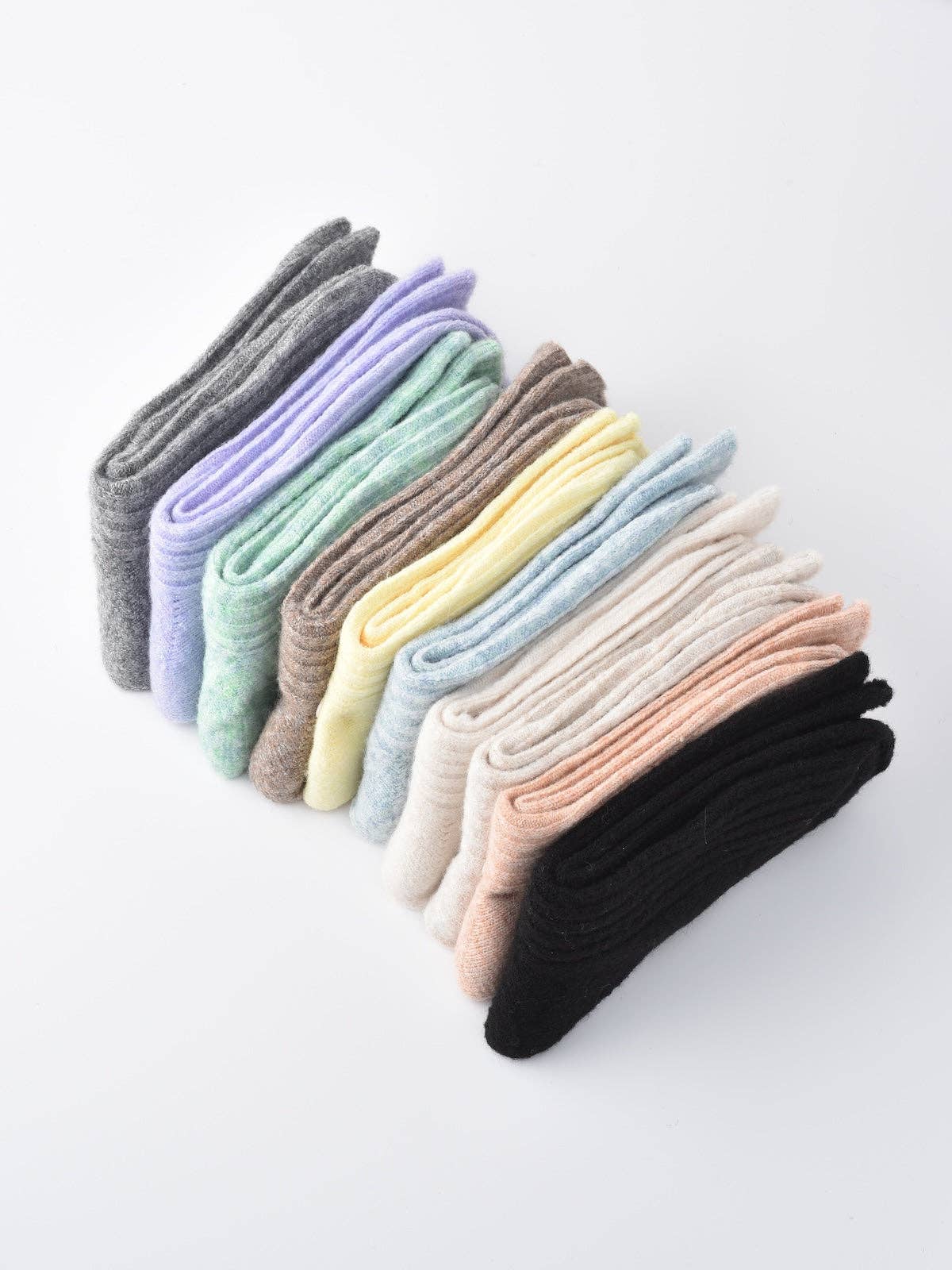 Rufia - 5-Pair Set of Solid Color Wool-Blend Socks