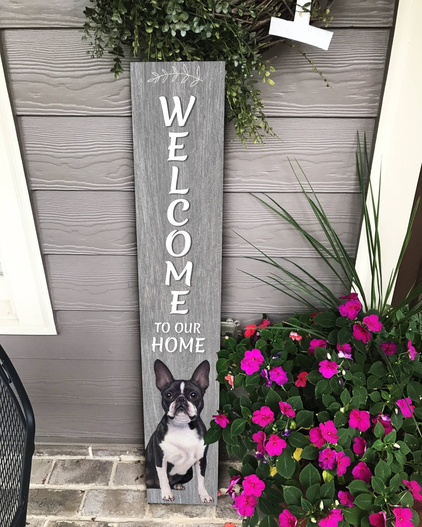Boston Terrier Welcome sign