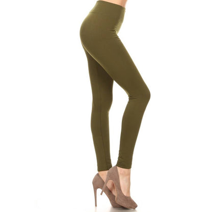 High Waist Fleece Lined Leggings with Elastic Band