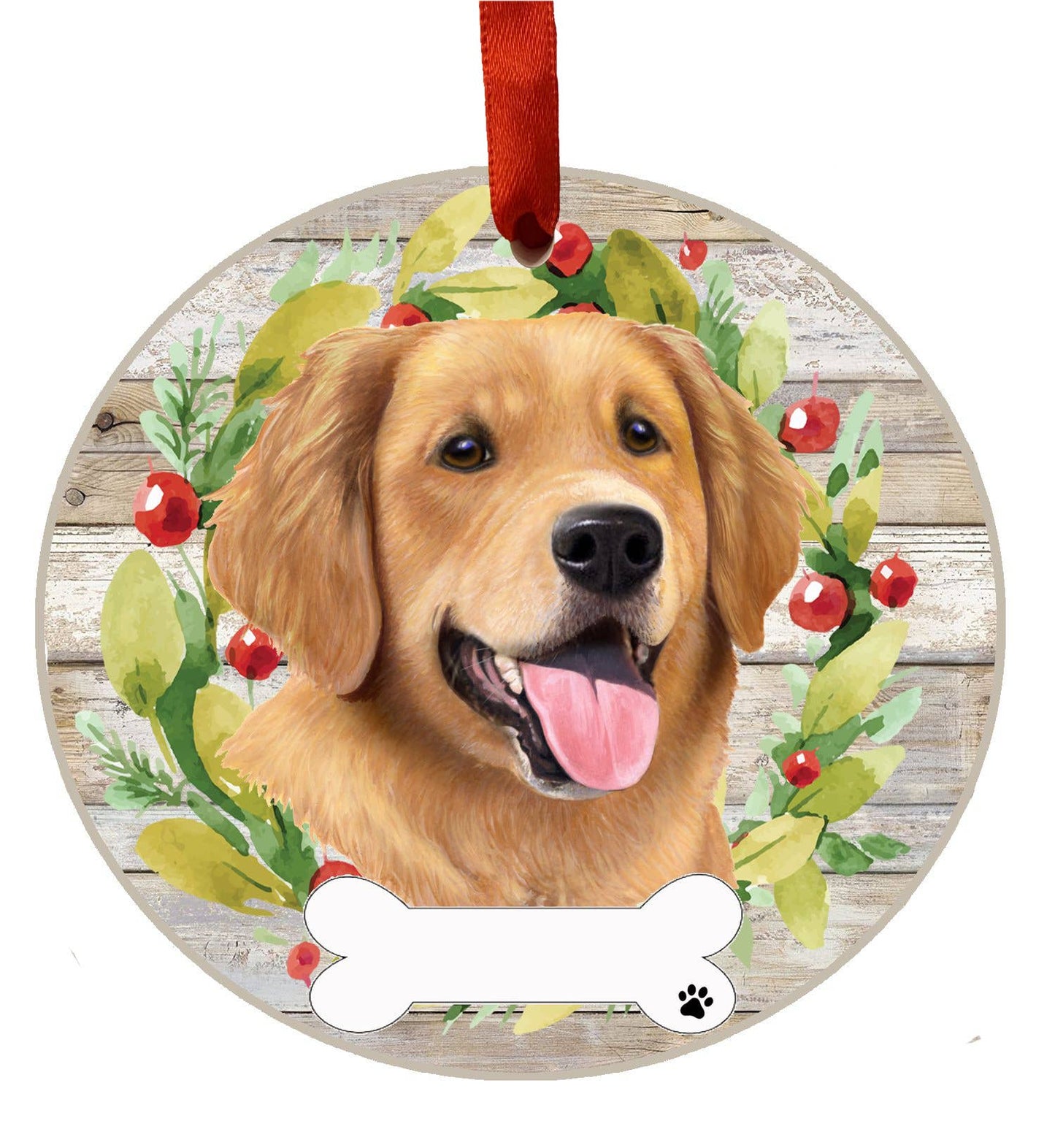 Golden Retriever Ceramic Wreath Ornament