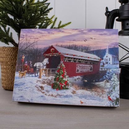 Covered Bridge 8x6 Lighted Tabletop Canvas