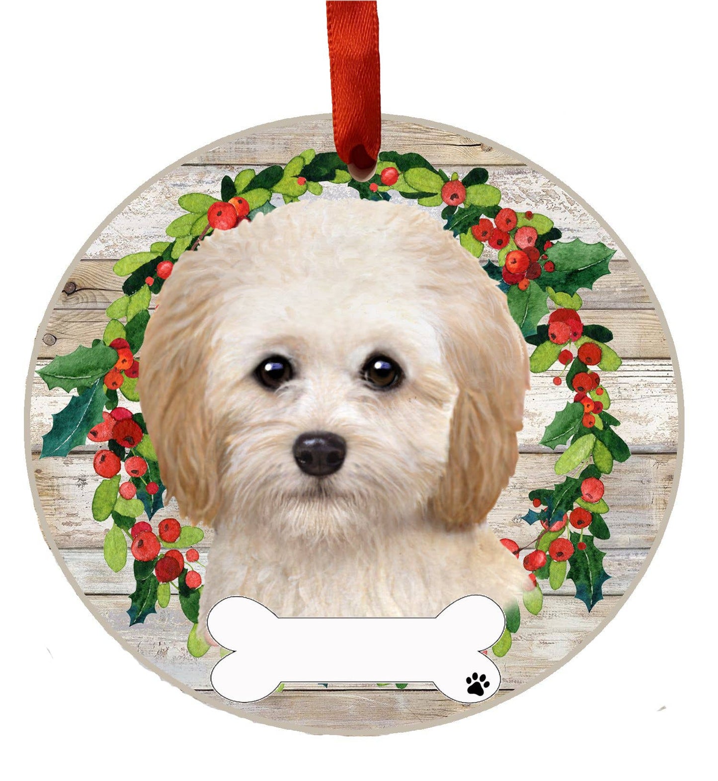 Cockapoo Ceramic Wreath Ornament
