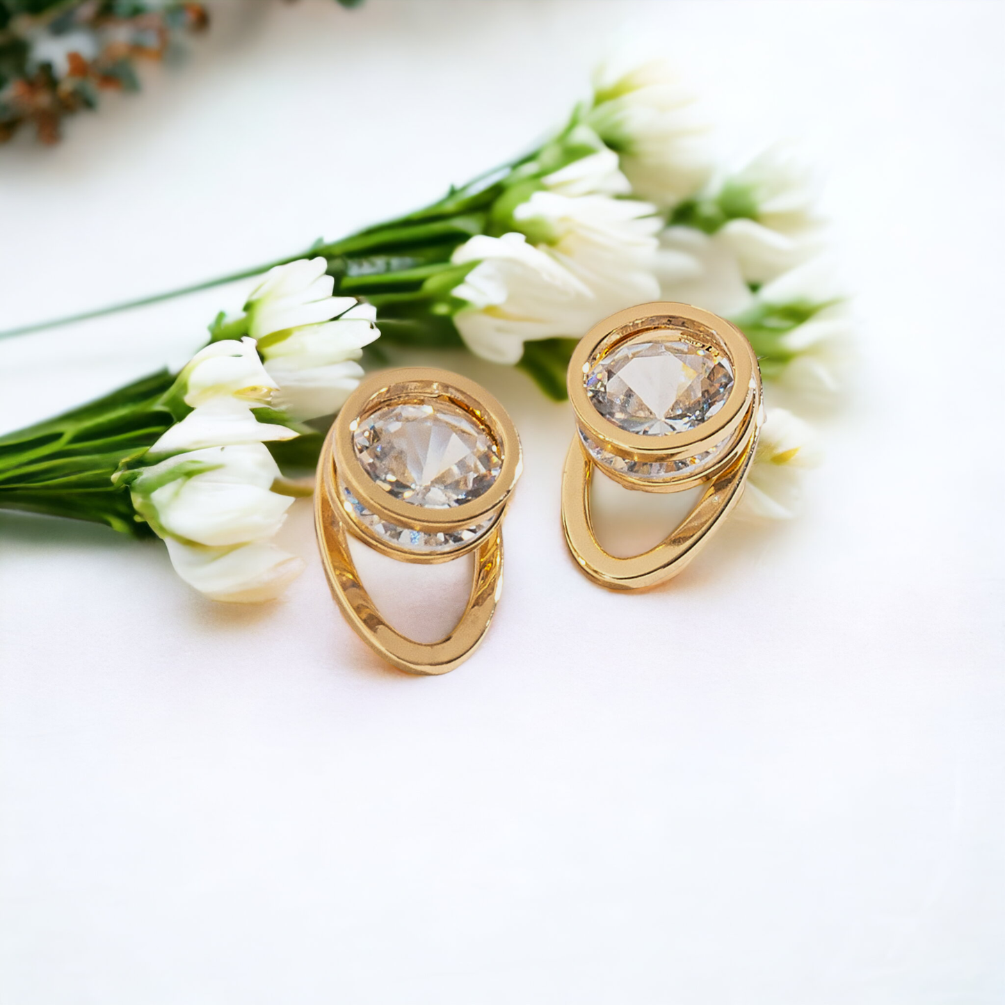 Sale - Cubic Zirconia Oval Jacket Dazzler Earrings