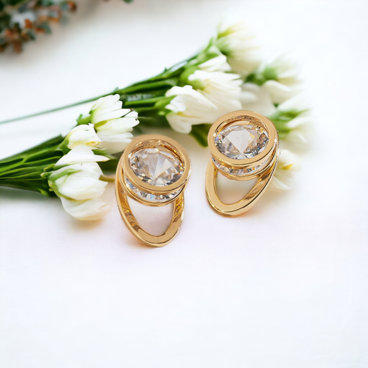Sale - Cubic Zirconia Oval Jacket Dazzler Earrings