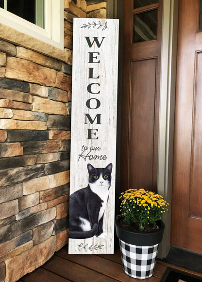 Cat, Black and white Welcome sign