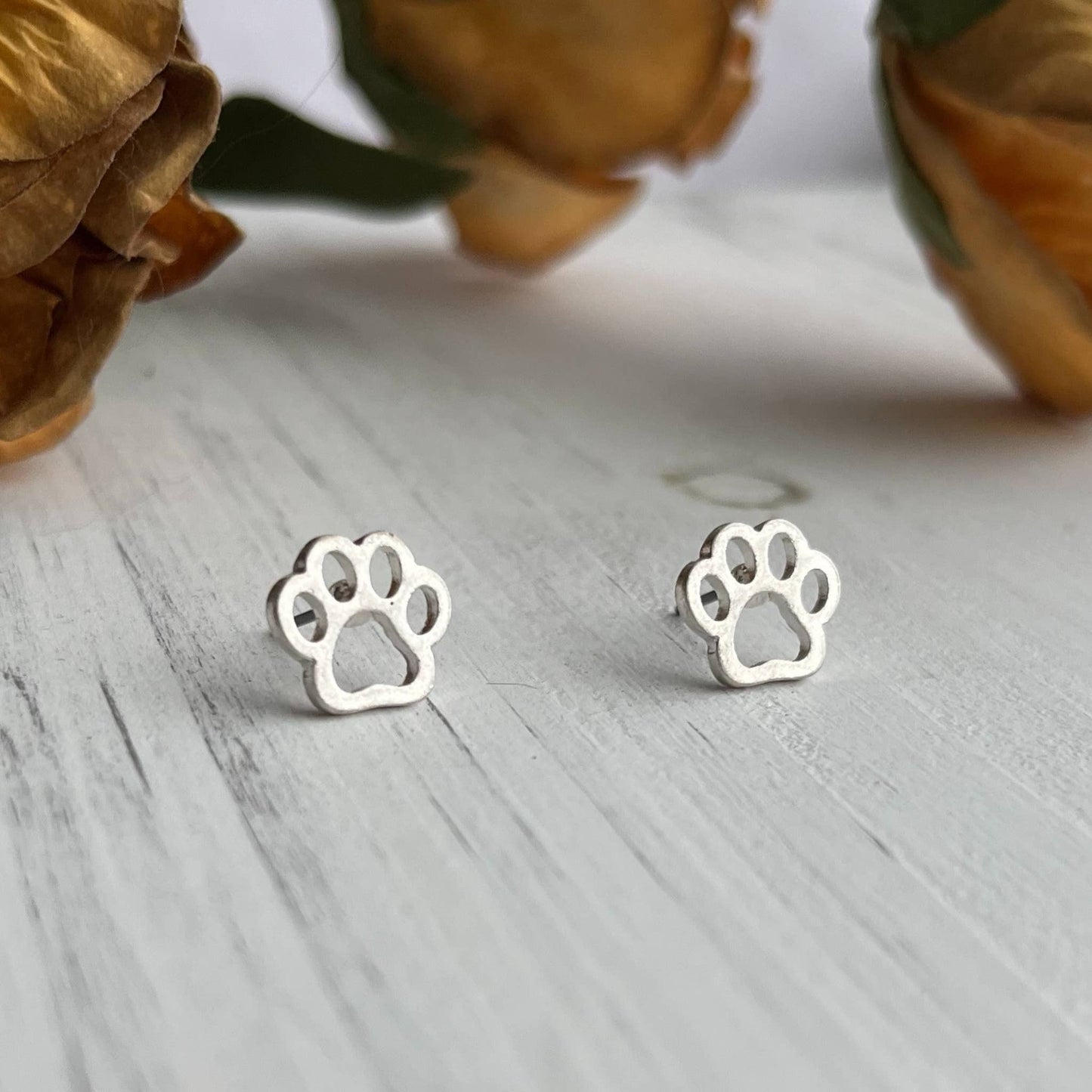 Paw Print Stud Bud Stud Earrings