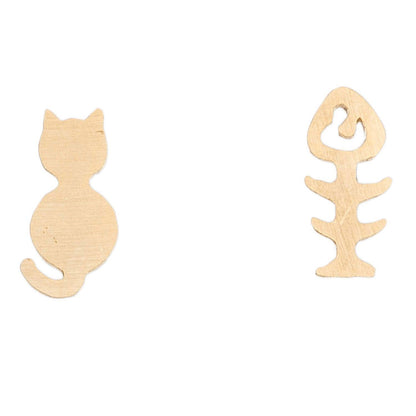 Stud Buds Kitty & Fish Bone Earrings