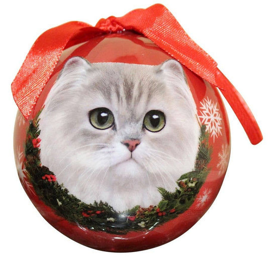 Persian, White Cat Ball Ornament