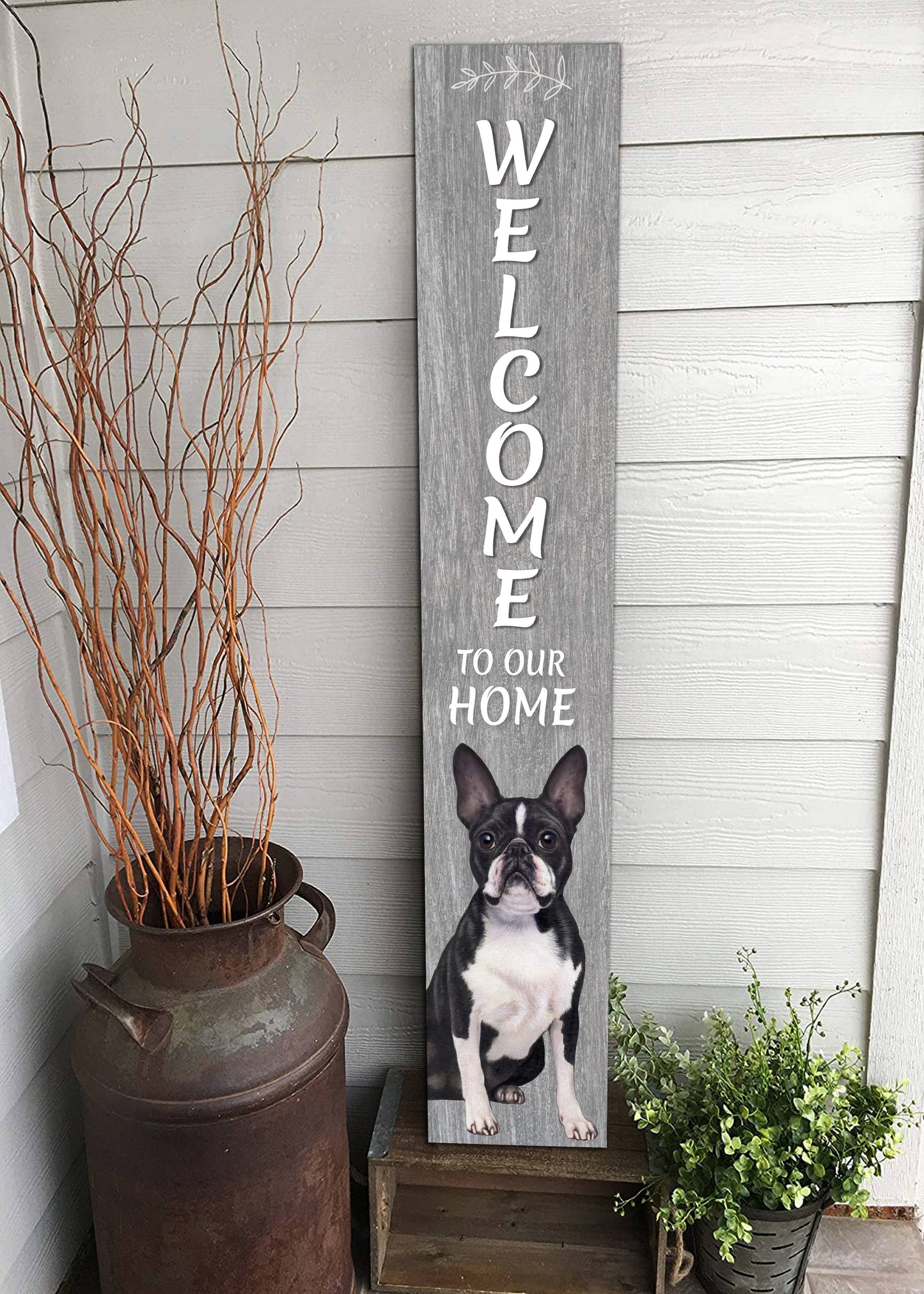 Boston Terrier Welcome sign
