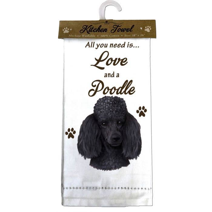 Poodle, Black Kitchen Towel