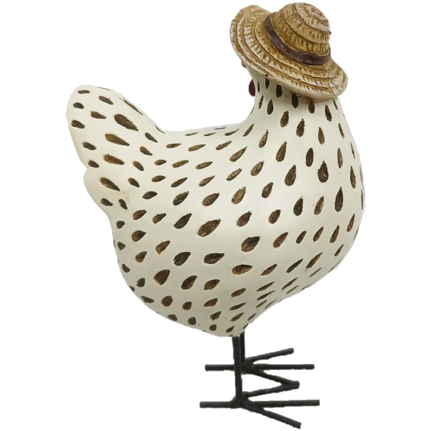 6.3" Resin Hen with Straw Hat